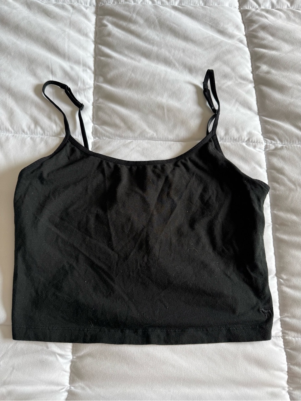 PINK Women's Black Cropped Slim-Strap Cami